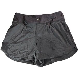 Spyder Active Womens Black 2-in-1 Running Shorts Built-in Liner Size Large Gym